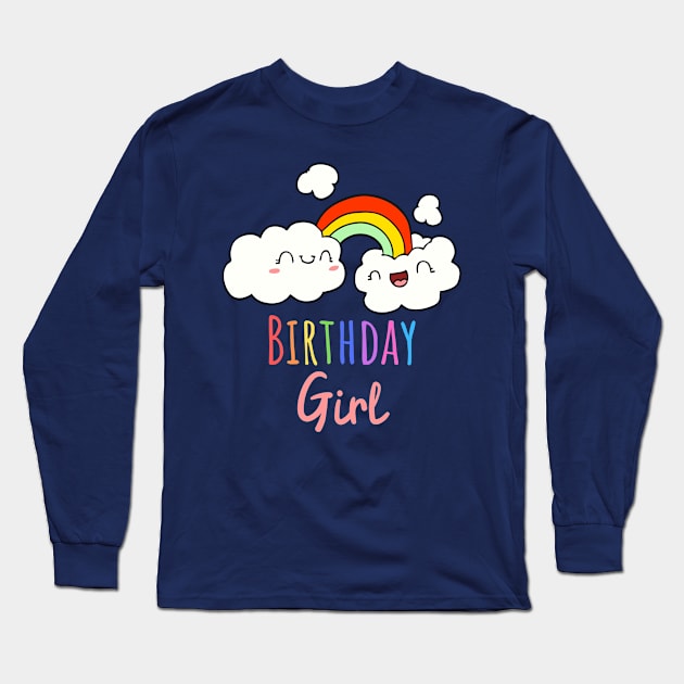 Cute Birthday Girl Rainbow Design Long Sleeve T-Shirt by littleprints